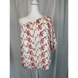 Velvet by Graham & Spencer Asymmetric One-Shoulder Embroidered Top – Size M